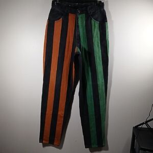 PACO Colours Jeans Y2K 90s Vintage Green Orange Bold Stripes. Unisex? No Size
